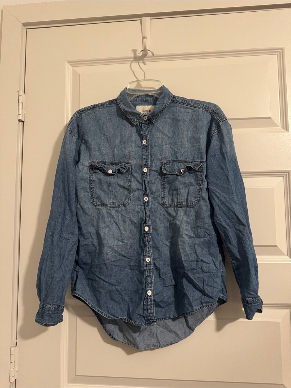 Women’s Casual Denim Button-Up Shirt - Blue